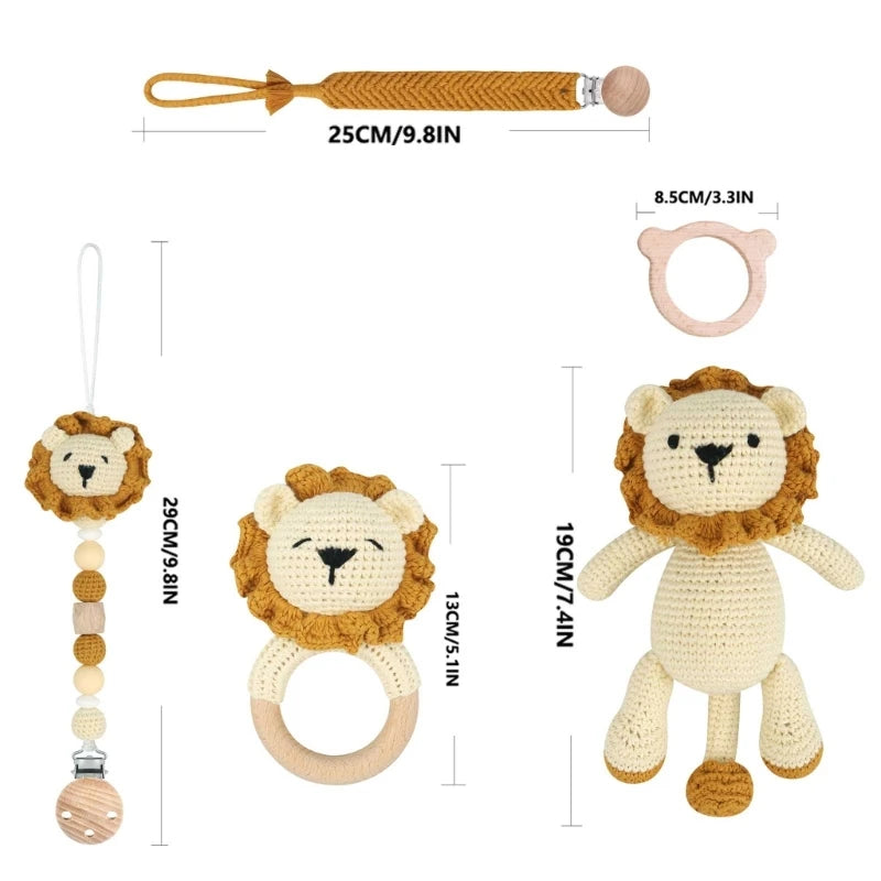 Baby Pacifier Clip Crochet Lion