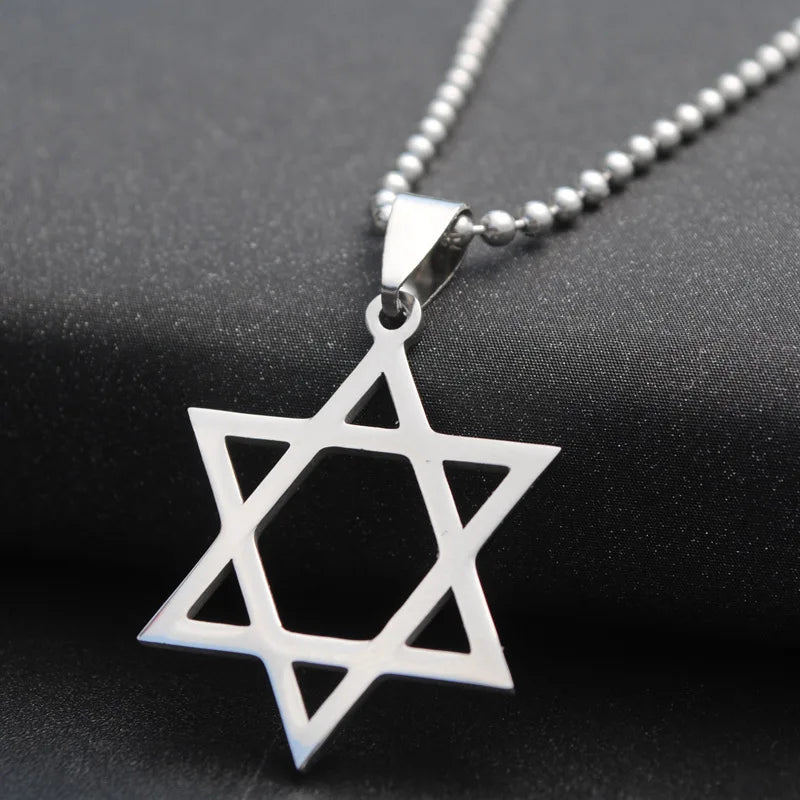 Stainless Steel Square Star of David Pendant Necklace