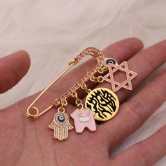 Star of David Hebrew Baby Pin Brooch - Jewish Pink Gift for Babies