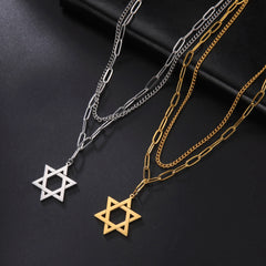 Geometric Star of David Pendant Necklace