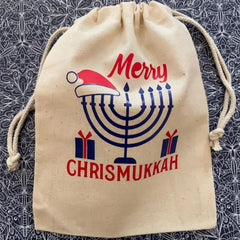 5pcs Merry Chrismukkah Gift Bags - Menorah Hanukkah Judaica Christmas Keepsake