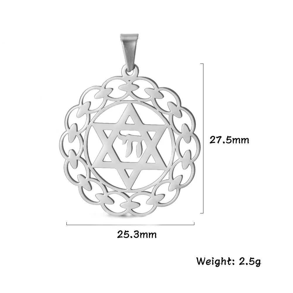 Stainless Steel Star of David Chai Pendant - DIY Charms for Jewelry Making, Necklaces, Earrings & Keychains