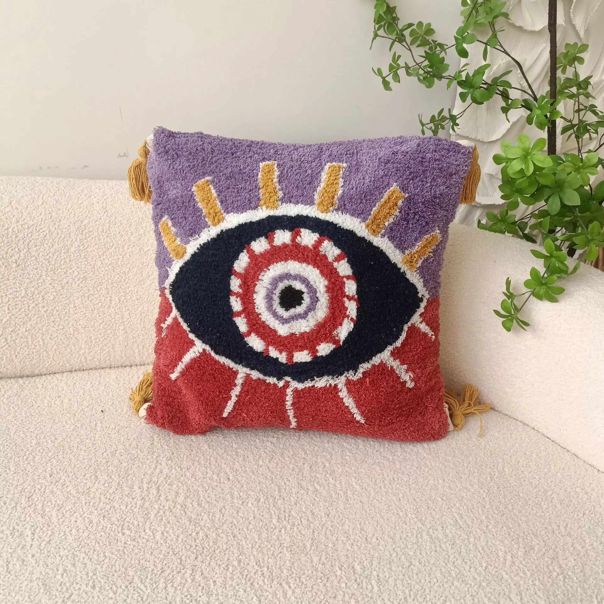 Evil Eye Tufted Home Decor Pillowcase