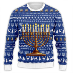 Hanukkah Menorah 3D Printed Christmas Sweater