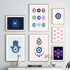 Abstract Evil Eye Hamsa Minimalist Wall Art