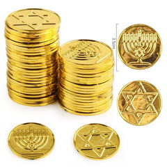 100pcs Colorful Retro Plastic Pirate Gold Coins - Hanukkah Fake Treasure Toys