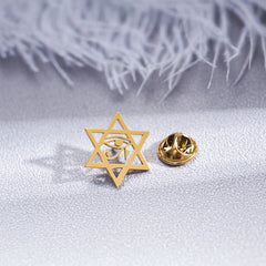 Jewish Star of David Brooches - Stainless Steel Eye of Ra Amulet Pins