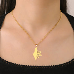 Star of David Necklace with Israel Map & Soccer Charms