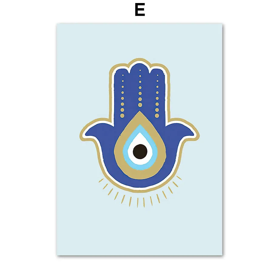 Abstract Evil Eye Hamsa Minimalist Wall Art