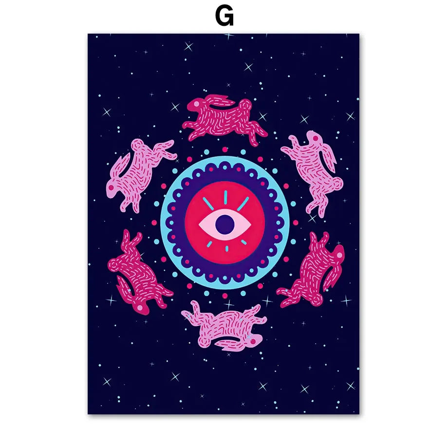 Abstract Evil Eye Hamsa Minimalist Wall Art