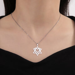 Stainless Steel Star of David Heart Necklace