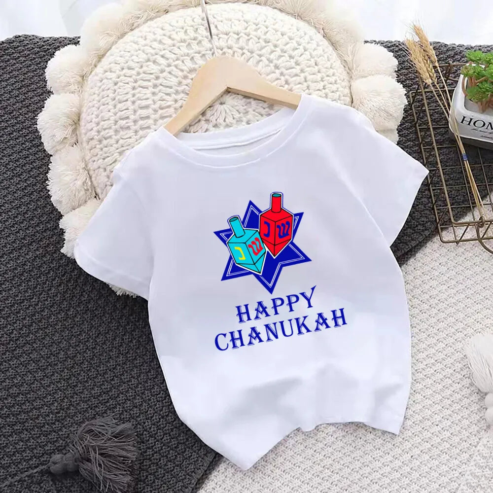 Happy Hanukkah Print Kids Shirt - Chanukah Child Outfit Tops