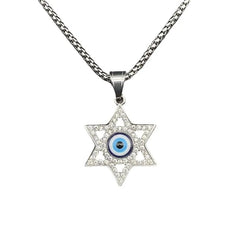 Vintage Punk Evil Eye Hexagram Star Stainless Steel Pendant