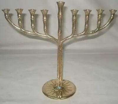 Gold-Plated Jewish Menorah Candle Holder