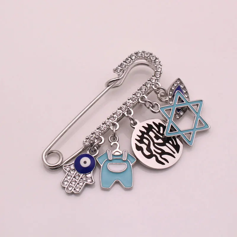 Star of David Hebrew Baby Boy Pin Brooch - Meaningful Jewish Gift for Babies