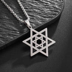 Stainless Steel Solomon Six-Pointed Star Necklace for Men & Women | Star of David Jerusalem Jewish Amulet Jewelry