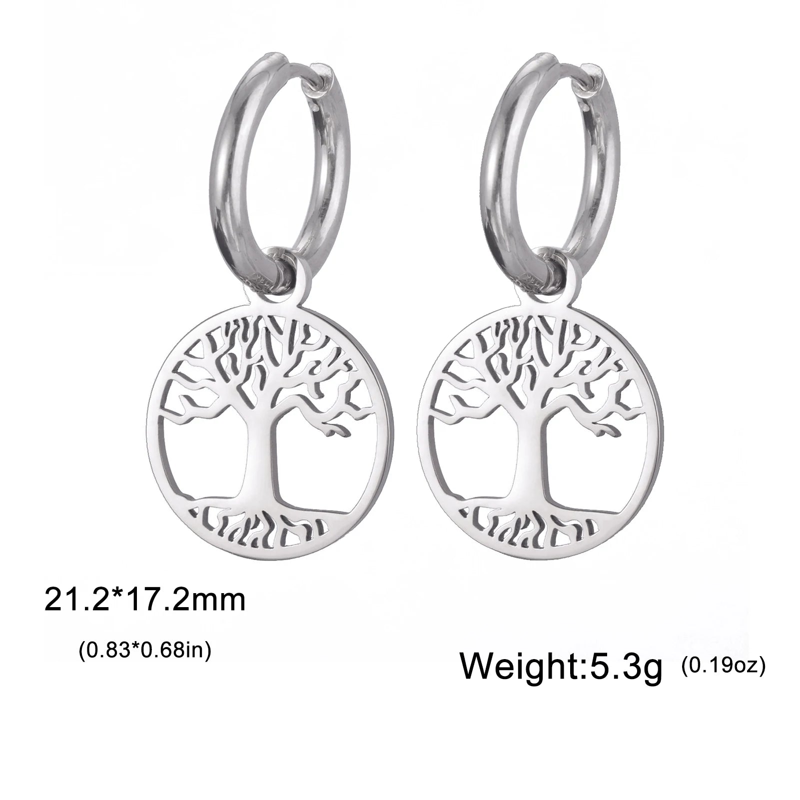 Star of David Dangle Drop Earrings and Tree of Kabbalah Design - Fashion Jewish Jewelry