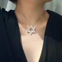 925 Sterling Silver Star of David Pendant Necklace – Jewish Heritage Jewelry with Zircon