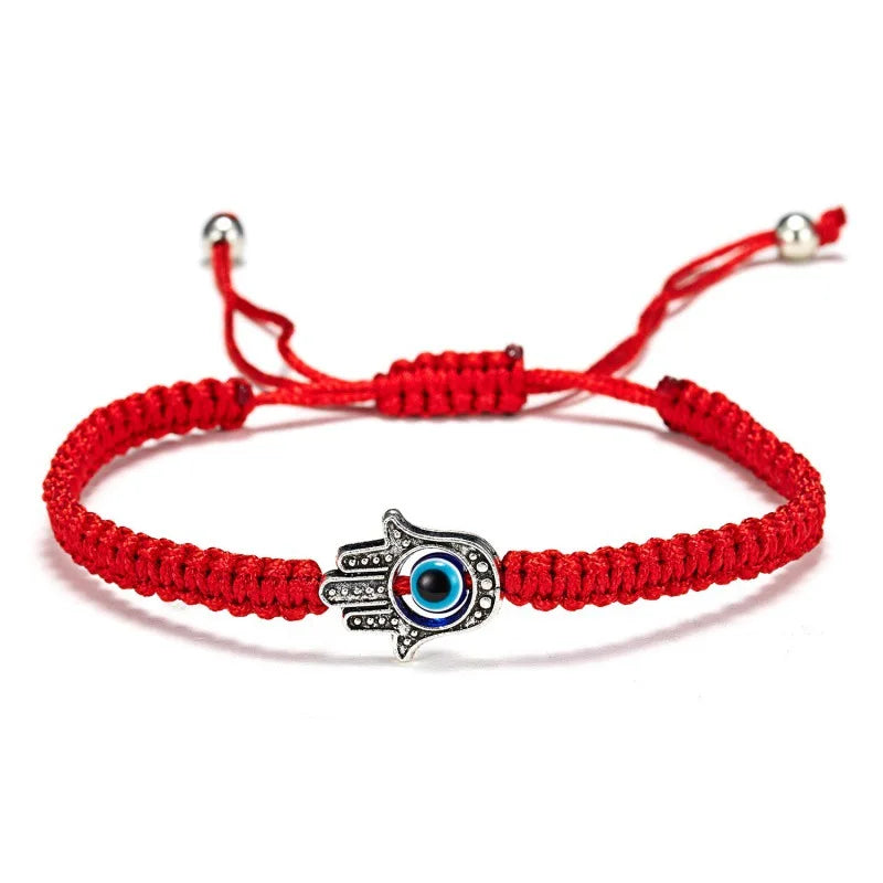 Handmade Red String Hamsa & Evil Eye Bracelet - Kabbalah Protection