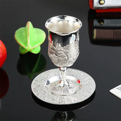 Gold & Silver Plated Kiddush Cup with Saucer