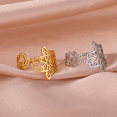 Lotus Hamsa Hand Ring