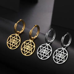 Star of David Dangle Drop Earrings and Tree of Kabbalah Design - Fashion Jewish Jewelry