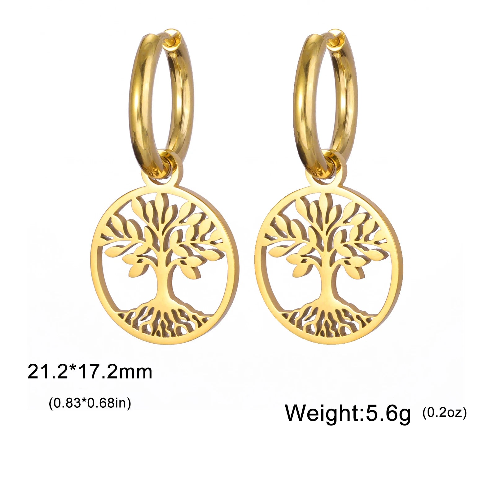 Star of David Dangle Drop Earrings and Tree of Kabbalah Design - Fashion Jewish Jewelry