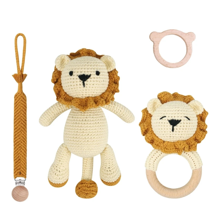 Baby Pacifier Clip Crochet Lion