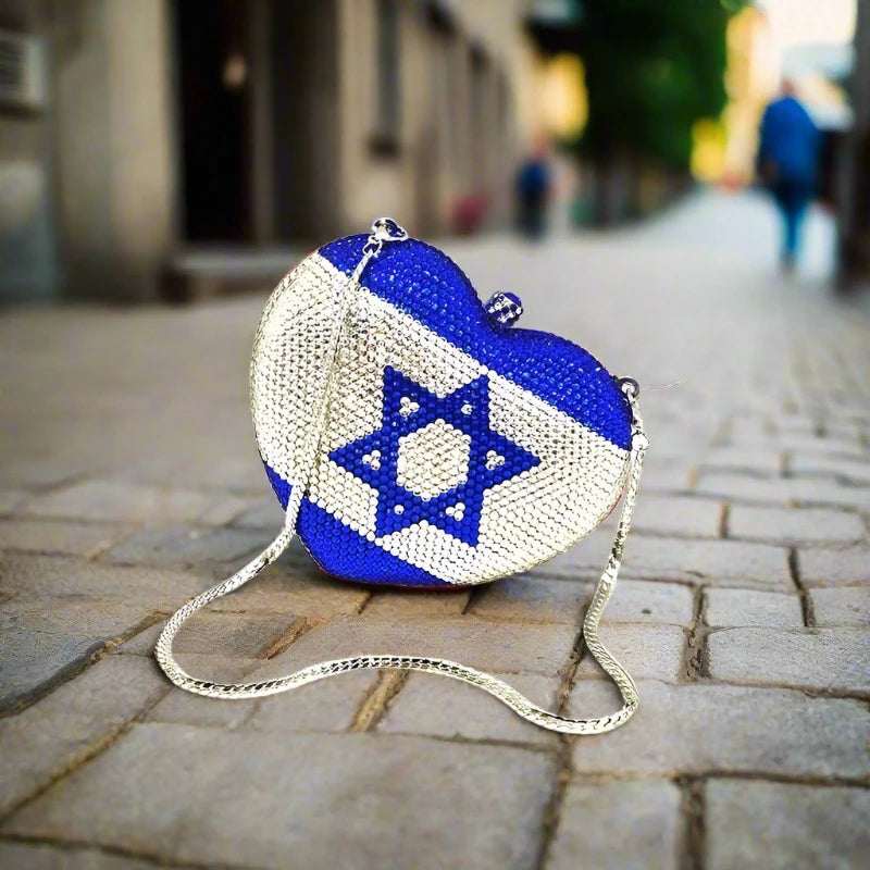 Suportive Israel Flag Heart-Shaped Clutch