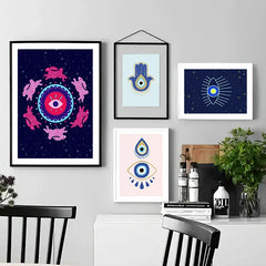 Abstract Evil Eye Hamsa Minimalist Wall Art