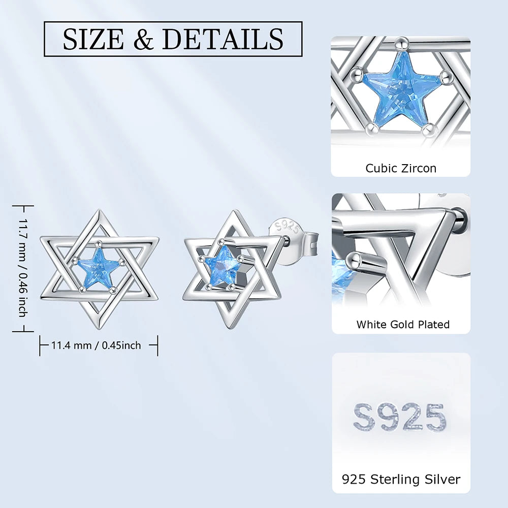 925 Sterling Silver Star of David Stud Earrings