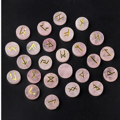 25pcs Round Healing Crystals Runes Stones – Natural Quartz Energy Gemstone