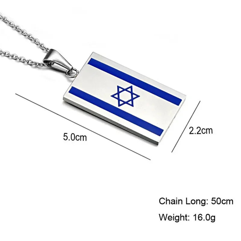 Israel Flag Pendant Necklace