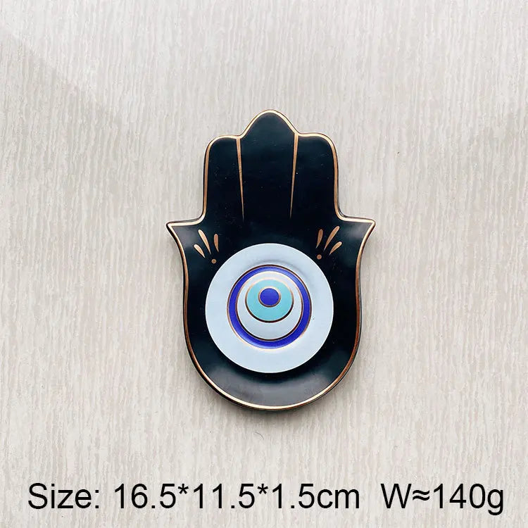 Ceramic Evil Eye Hamsa Hand Jewelry Tray