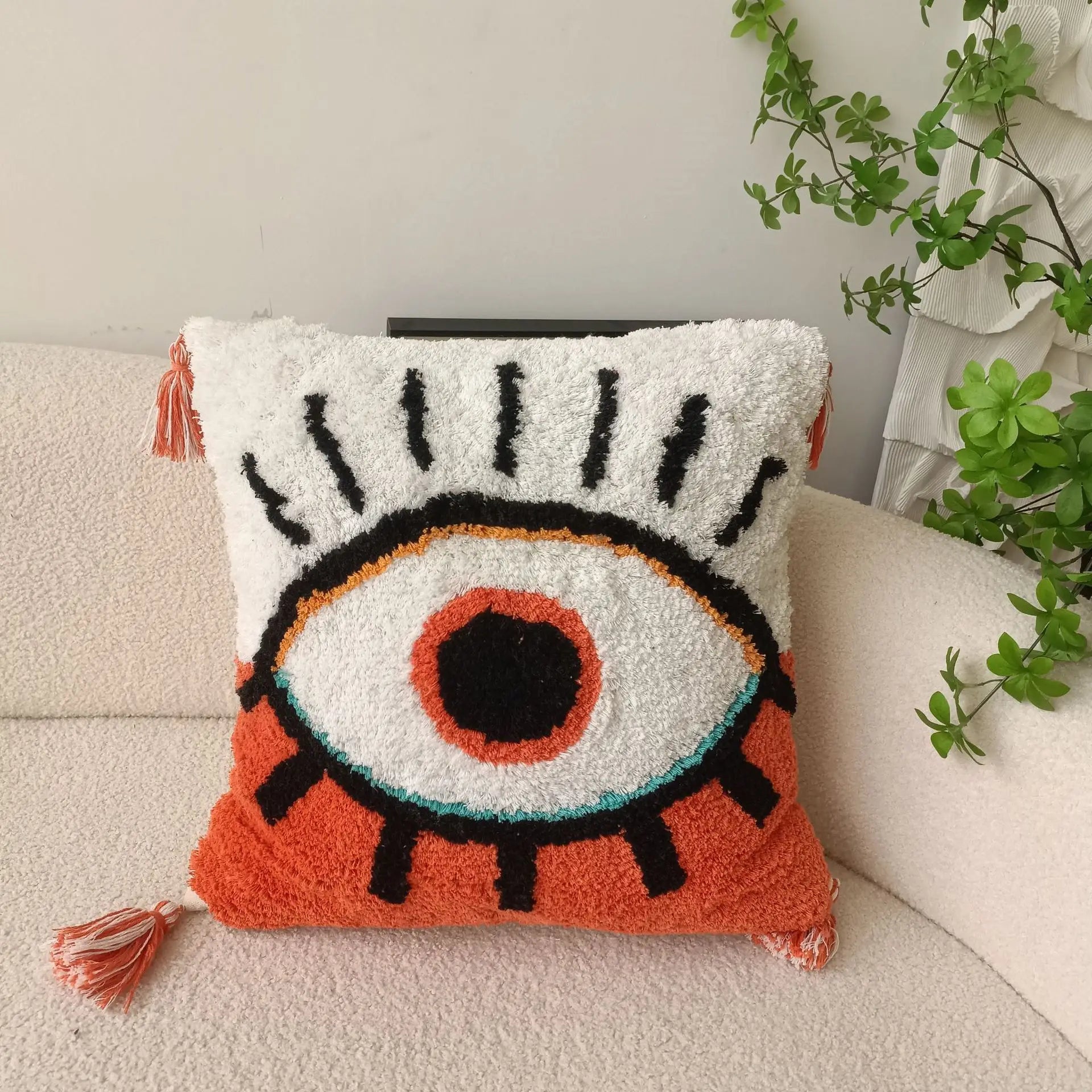 Evil Eye Tufted Home Decor Pillowcase