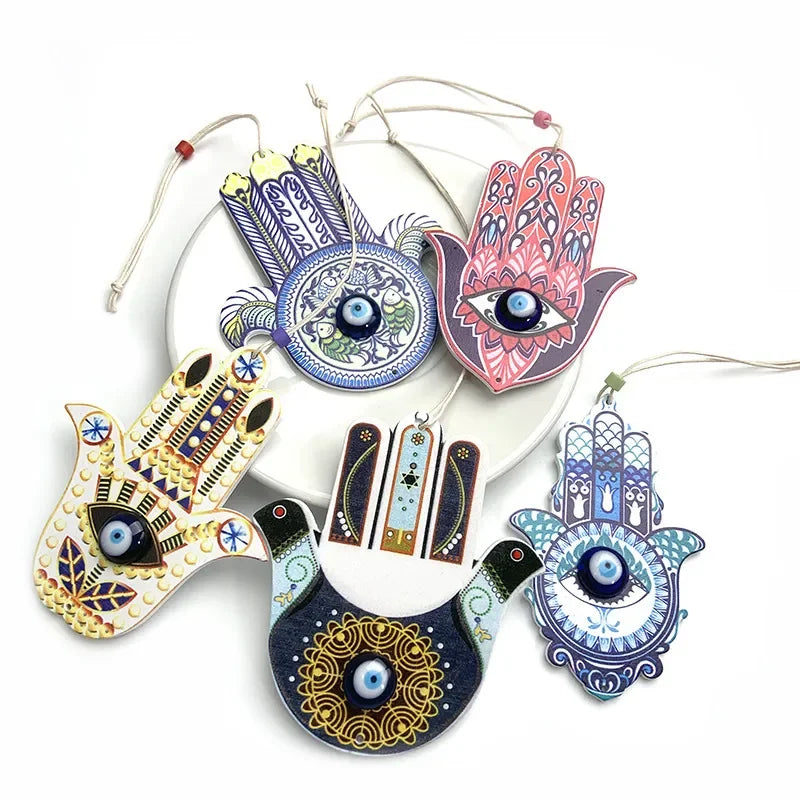 Handcrafted Wooden Hamsa Decorative Hanging