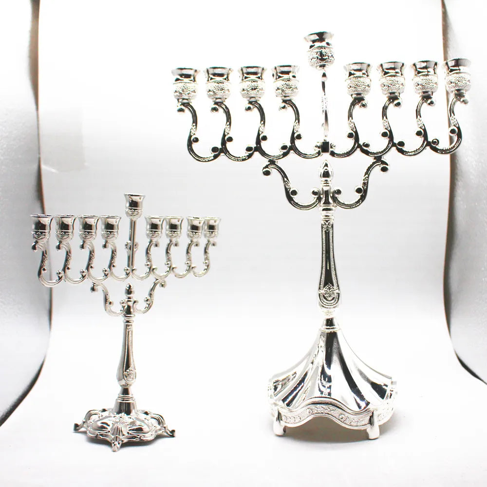 Hanukkah Menorah Candle Holder - Silver Color