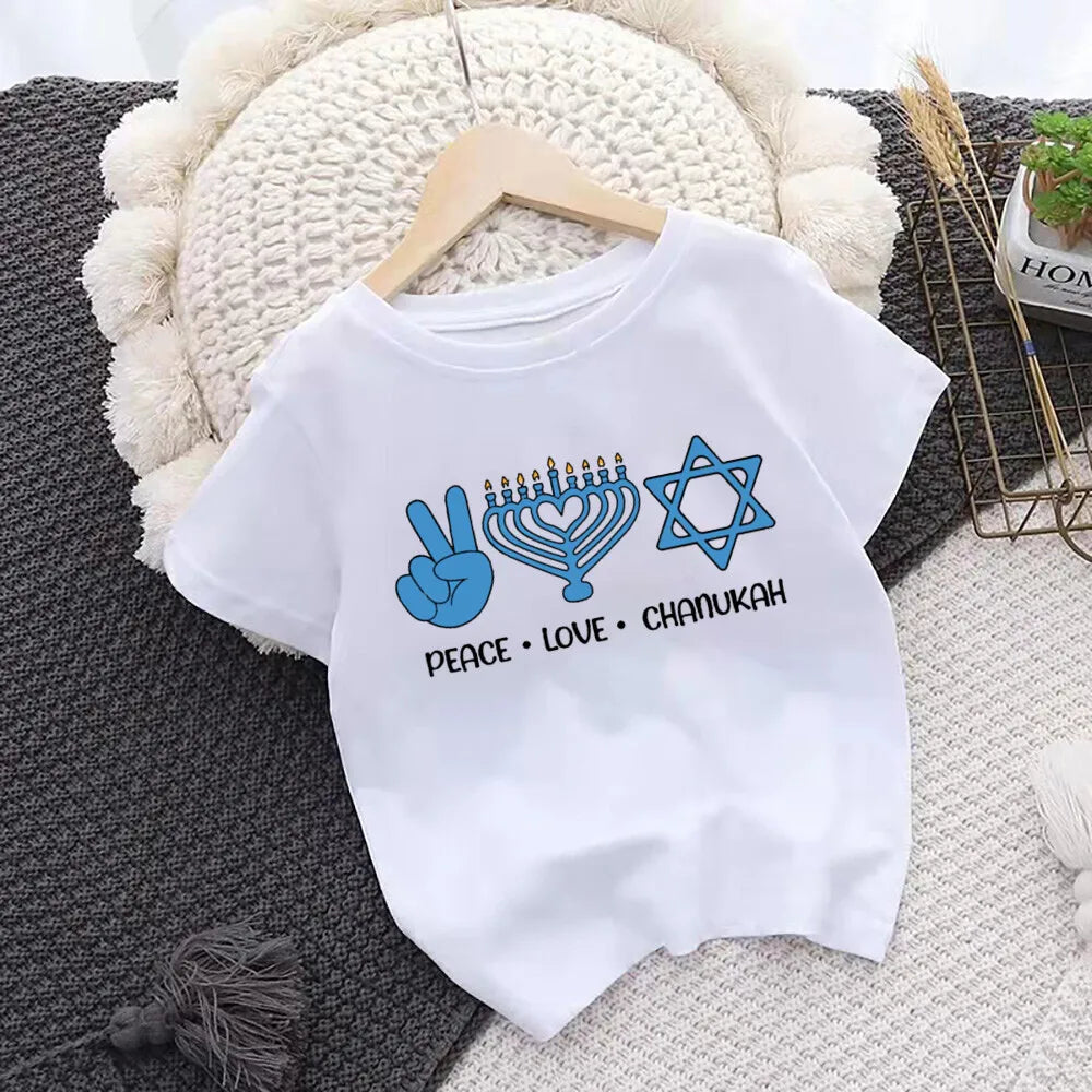 Happy Hanukkah Print Kids Shirt - Chanukah Child Outfit Tops