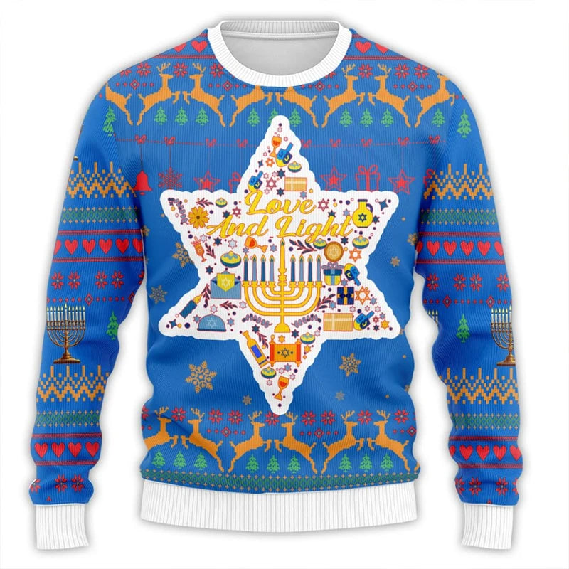 Hanukkah Menorah 3D Printed Christmas Sweater