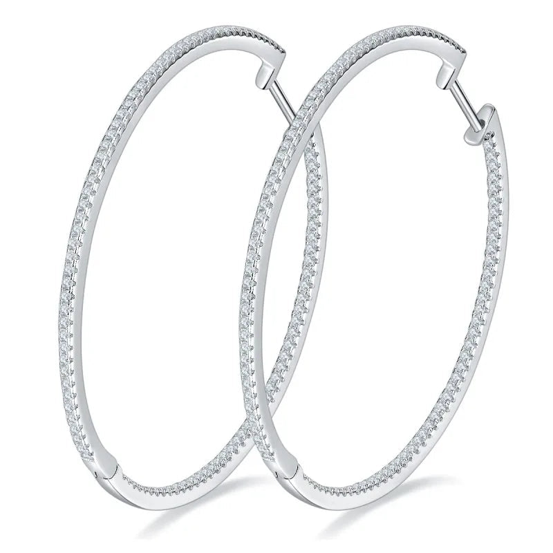 50mm Full Eternity Moissanite Hoop Earrings