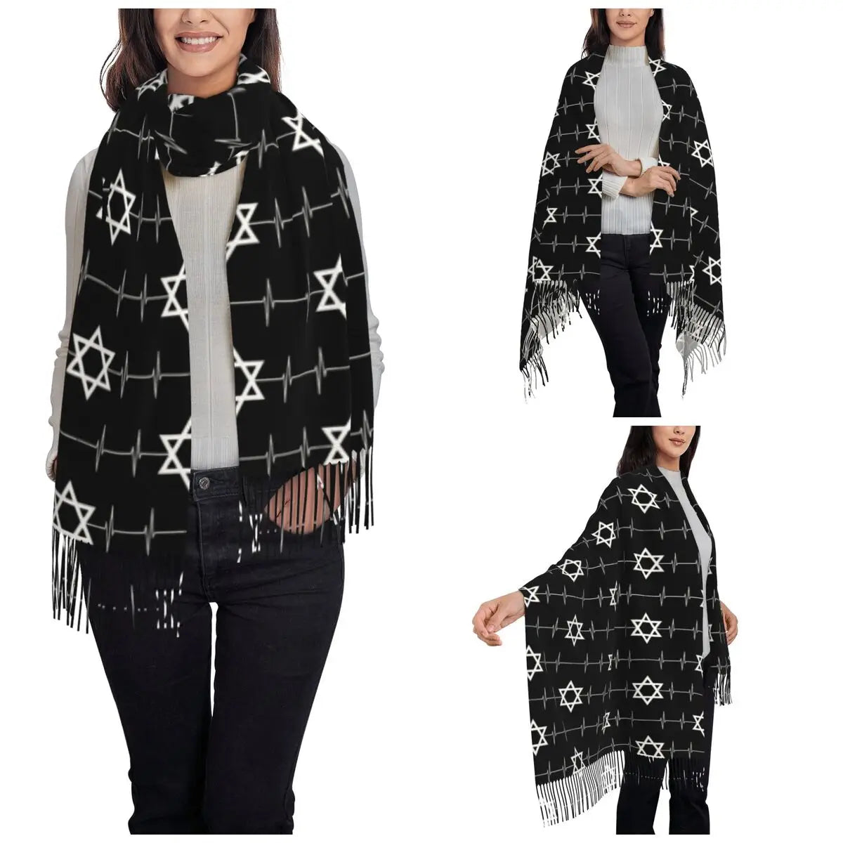 Star of David Shawl Wrap for Women Large Soft Winter Scarf