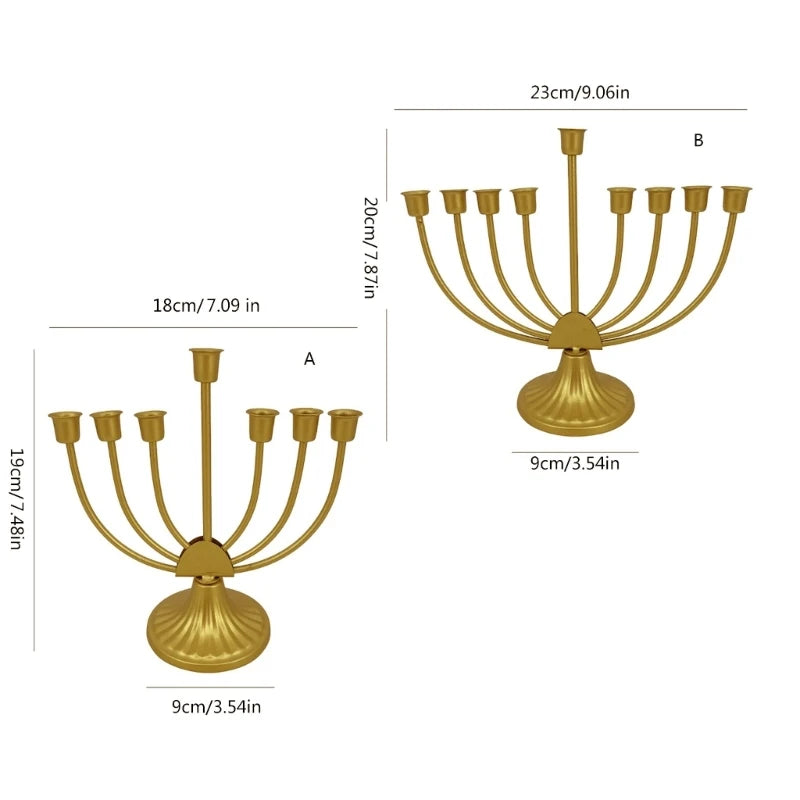 Elegant 7/9 Branch Metal Menorah