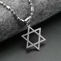 Stainless Steel Square Star of David Pendant Necklace