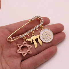 Shema Yisrael Charm - Star of David Jewish Baby Girl Pin Brooch