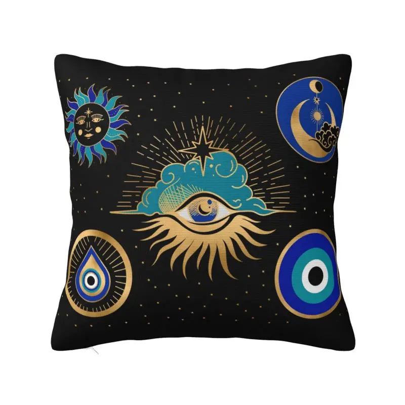 Fatima Hamsa Hand Cushion Covers - Evil Eye Velvet Pillow Case