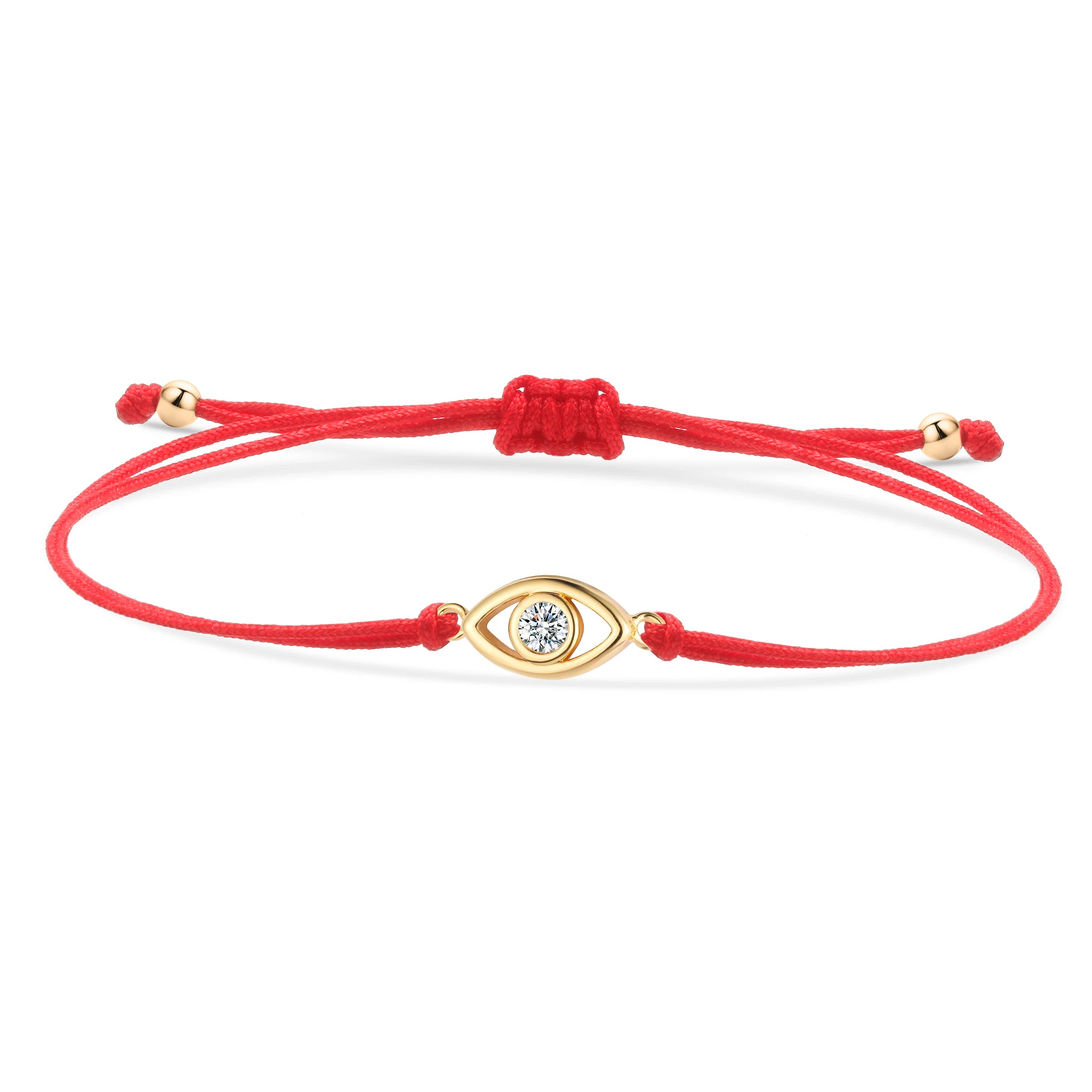 Gold-Plated Evil Eye Charm Bracelet with Red String - Kabbalah Protection