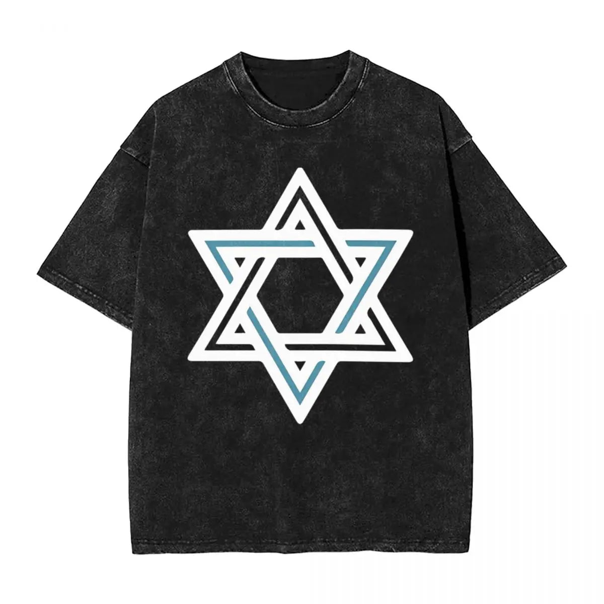 Star Of David American Flag Vintage Washed T-Shirt