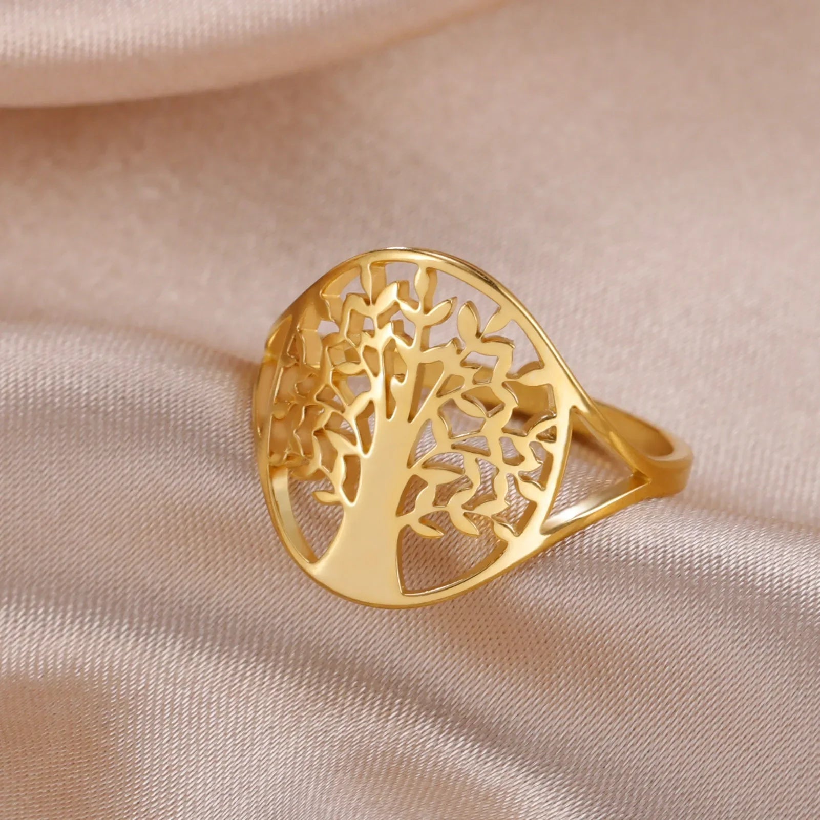 Stainless Steel Tree of Life Ring