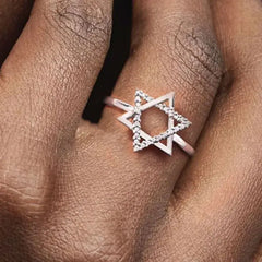 Star of David Ring for Women 925 Sterling Silver with Cubic Zirconia