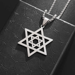 Stainless Steel Solomon Six-Pointed Star Necklace for Men & Women | Star of David Jerusalem Jewish Amulet Jewelry